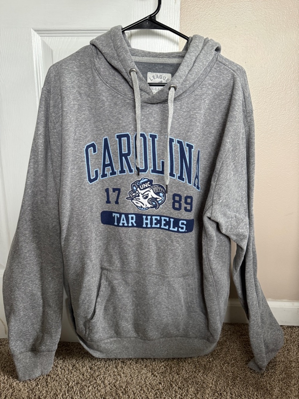 League Gray Carolina Tar Heels Pullover Hoodie with Blue Logo